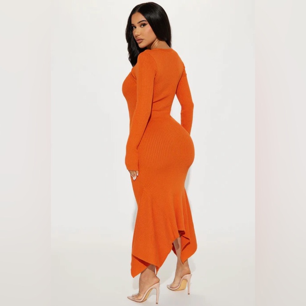 Fashion Nova Kayla Sweater Midi Dress - Rust - Picture 3 of 4